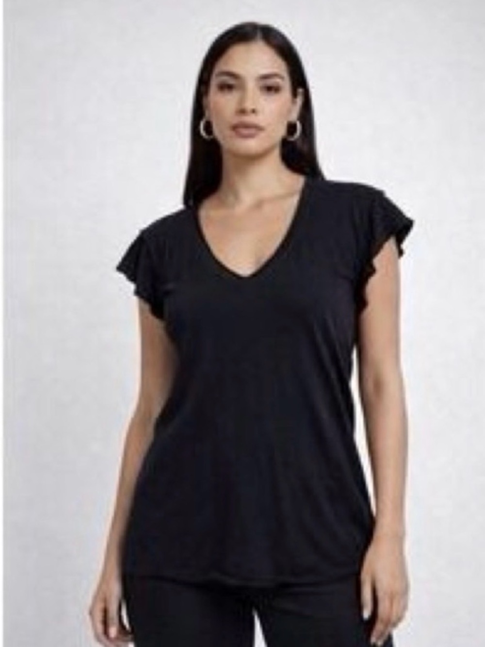 Anthropologie Navy V-Neck Short Sleeve Top